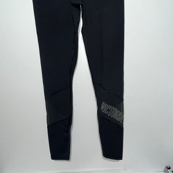 Victoria's Secret Sport Women's Black Knockout Mesh Trim Ankle Leggings Small - Picture 3 of 12